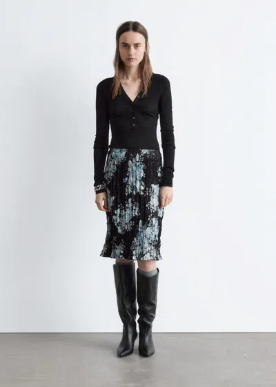 & Other Stories Knee-length Crêpe Skirt In Black