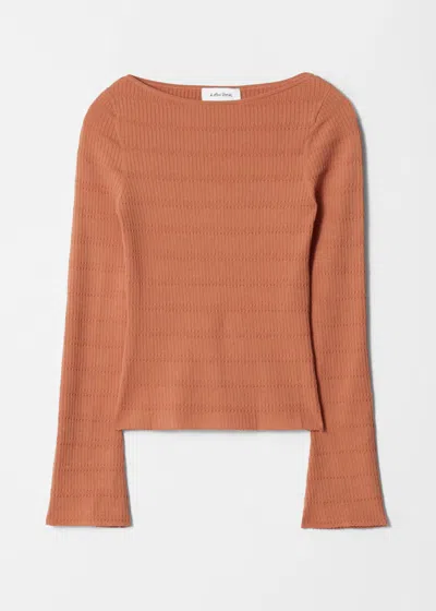 & Other Stories Knitted Boat-neck Top In Orange