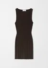 & Other Stories Pleated Knit Maxi Dress With Asymmetric Drop Waist And Fluted Hem In Brown