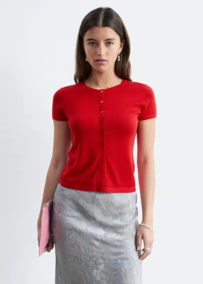 & Other Stories Knitted Button-front T-shirt In Red