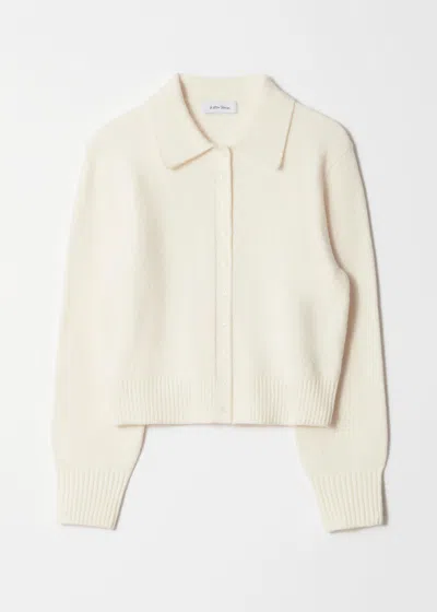 & Other Stories Knit Cardigan With Collar And Button Front In White