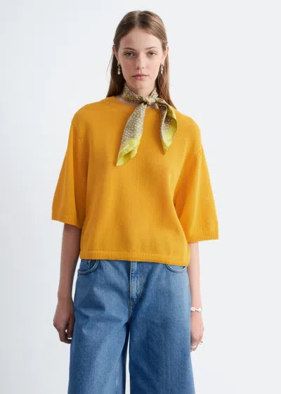 & Other Stories Knitted Cotton T-shirt In Yellow