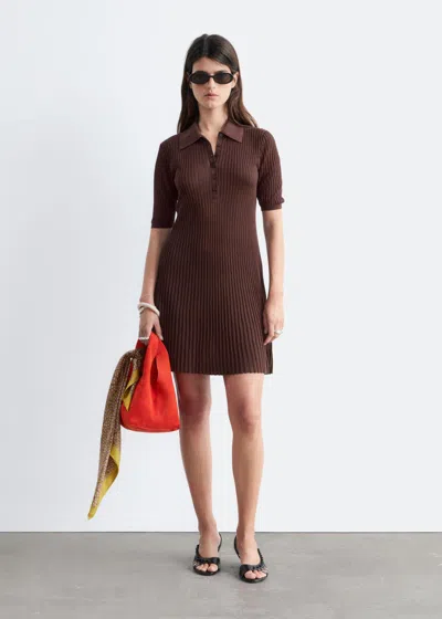 & Other Stories Knitted Mini Dress In Brown