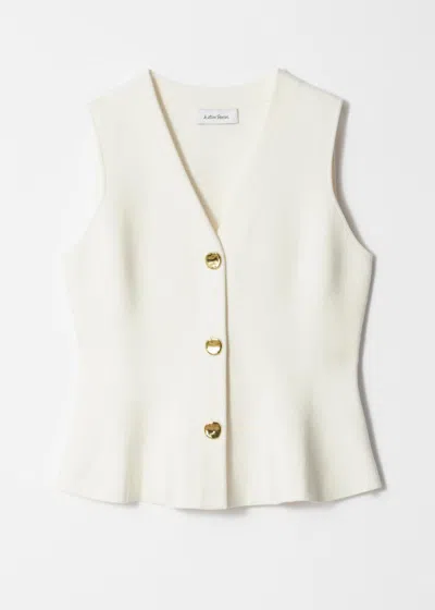 & Other Stories Knitted Peplum Waistcoat In White