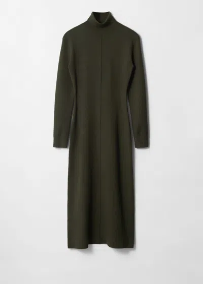 & Other Stories Knitted Roll-neck Midi Dress In Green