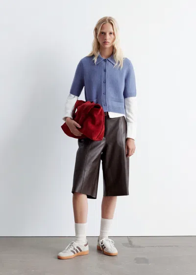 & Other Stories Knitted Short-sleeve Cardigan In Blue