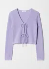 & Other Stories Textured Knit Cardigan With Tie Front In Purple
