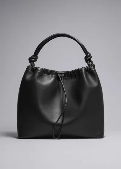 & Other Stories Knotted Leather Tote Bag In Black
