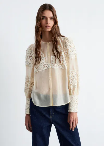 & Other Stories Lace-embroidery Blouse In Neutral