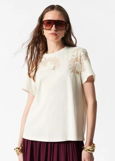 & Other Stories Lace Embroidery T-shirt In White