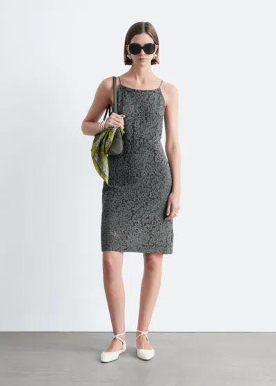& Other Stories Lace Midi Dress In Gray