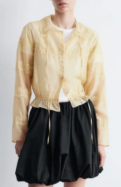 & Other Stories Lace Trim Button-up Shirt In Yellow