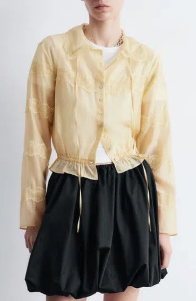 & Other Stories Lace Trim Button-up Shirt In Yellow