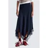 & Other Stories Lace Trim Handkerchief Hem Midi Skirt In Blue