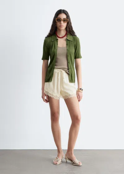 & Other Stories Lace-trimmed Jacquard Mini Shorts In Neutral