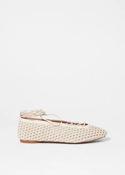 & Other Stories Lace-up Ballet Flats In White