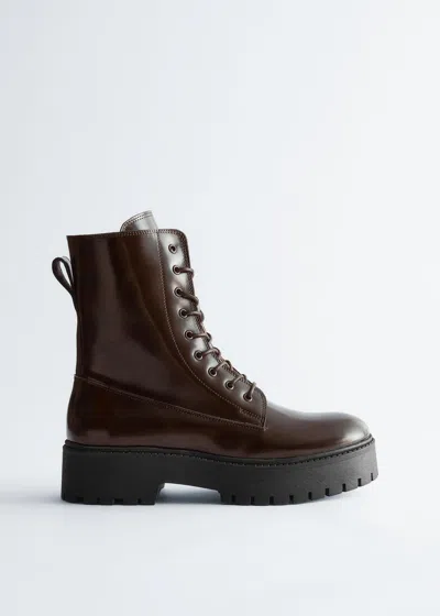 & Other Stories Lace-up Leather Boots In Brown