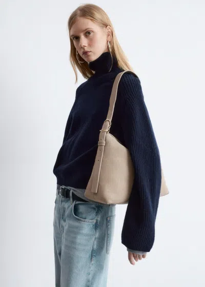 & Other Stories Large Leather Shoulder Bag In Sand
