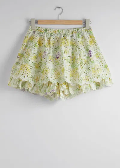 & Other Stories Layered Scallop Shorts In Yellow