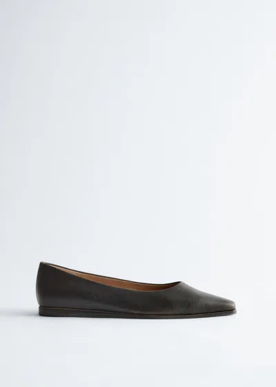 & Other Stories Leather Pointed Ballet Flats In Black