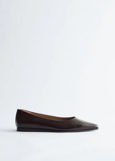 & Other Stories Leather Ballet Flats In Burgundy