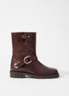 & Other Stories Leather Biker Boots With Square Toe In Beige