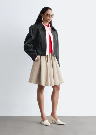 & Other Stories Leather Biker Jacket In Black
