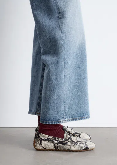 & Other Stories Leather Boat Shoes In Gray