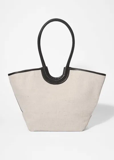 & Other Stories Leather-detailed Straw Tote Bag In Sand