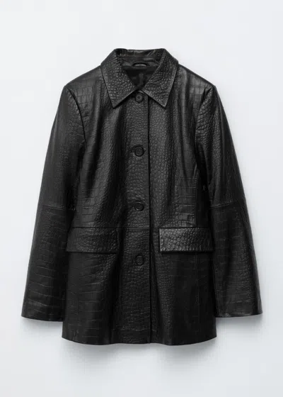 & Other Stories Leather Jacket In Black