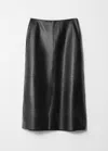 & Other Stories Leather Midi Skirt In Black