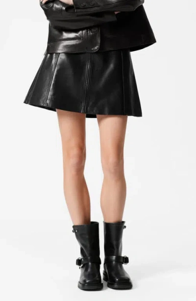 & Other Stories Leather Miniskirt In Black Dark