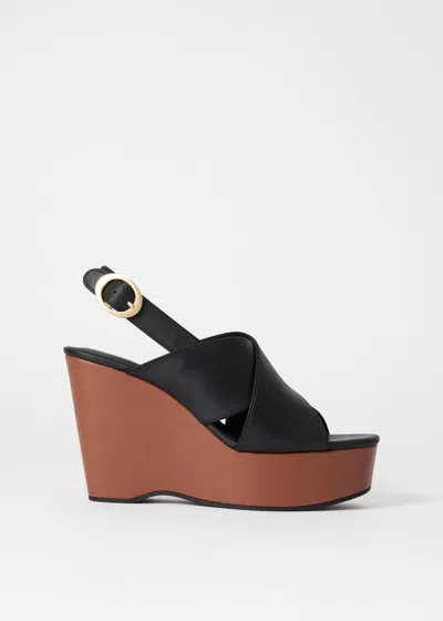 & Other Stories Leather Platform Wedge Sandals In Black