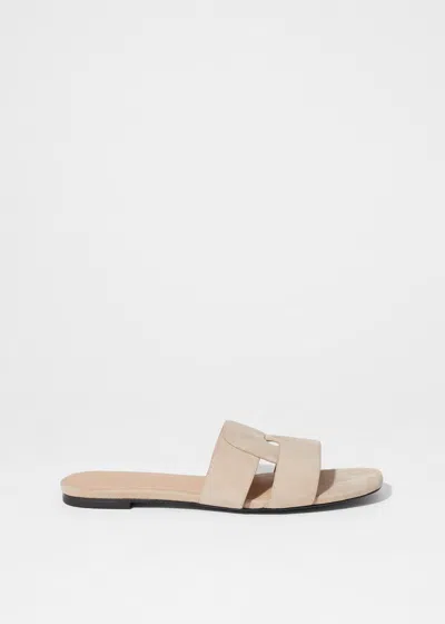 & Other Stories Leather Slides In Neutral