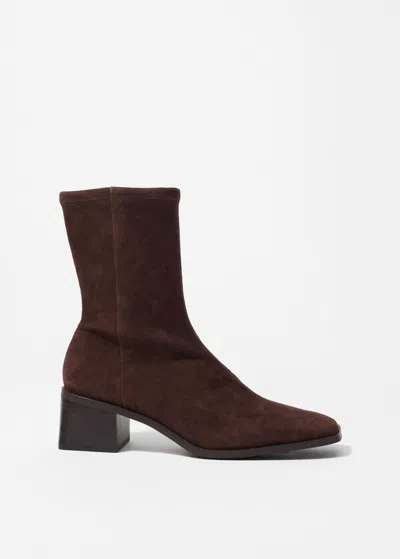 & Other Stories Leather Sock Boots In Orange