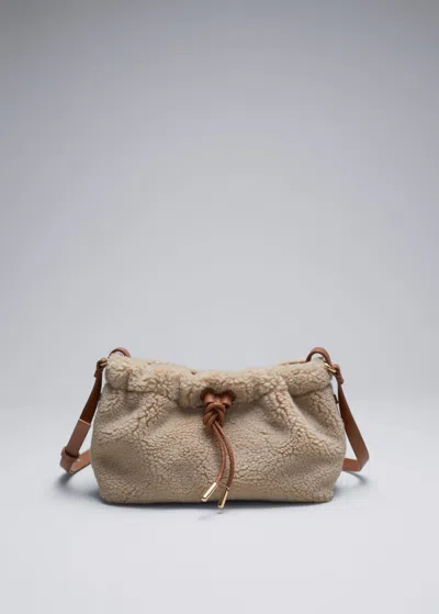 & Other Stories Leather-trimmed Pile Bag In Beige