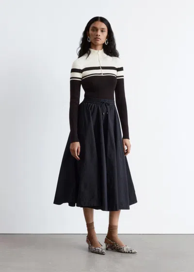 & Other Stories Leather Wedge Slingback Pumps In Gray