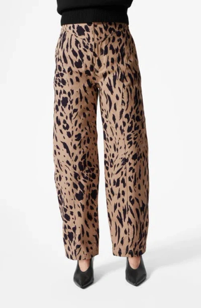 & Other Stories Leopard-print Barrel-leg Trousers In Beige