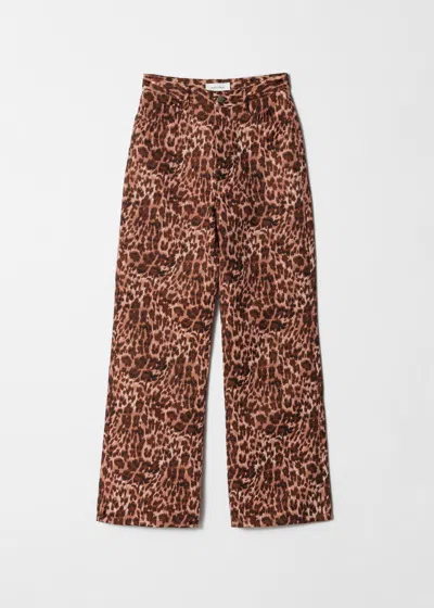 & Other Stories Leopard Print Trousers In Orange