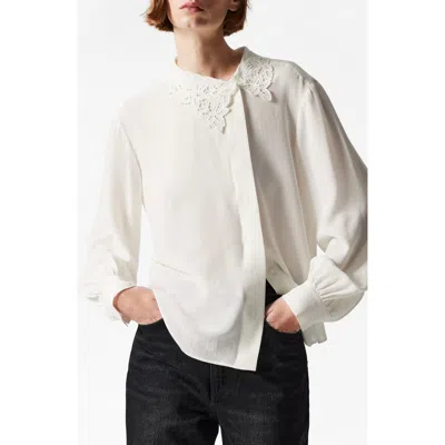 & Other Stories Lexi Silk Shirt In White Dusty Light