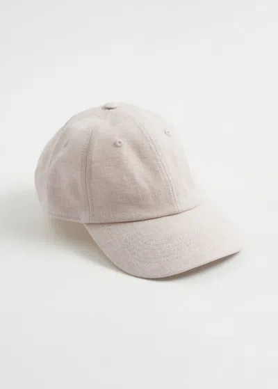 & Other Stories Linen Baseball Cap In Beige
