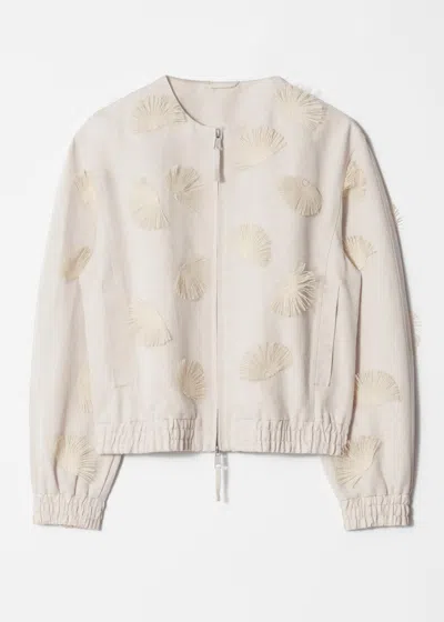 & Other Stories Linen-blend Embroidered Jacket In White