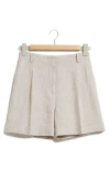 & Other Stories Pleated High Waist Linen Shorts In Beige Dusty Light