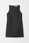 & Other Stories Linen Mini Dress With Boat Neck In Black
