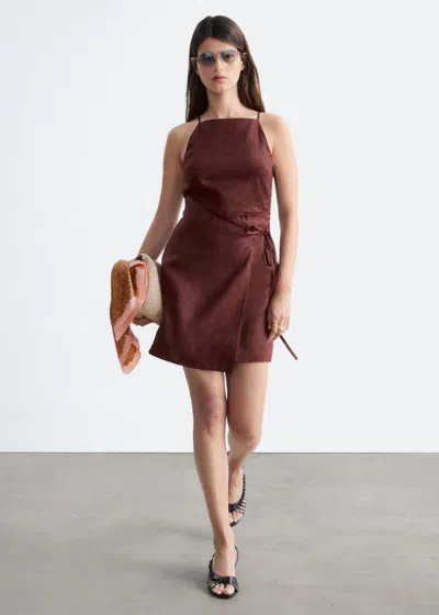& Other Stories Linen Mini Dress In Brown