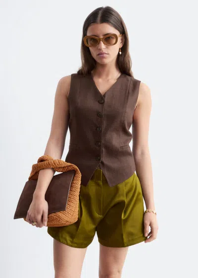 & Other Stories Linen Vest In Brown