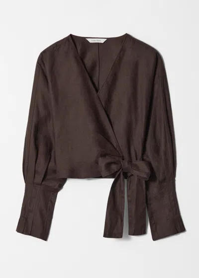 & Other Stories Wool Look Wrap Cardigan In Brown