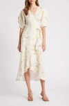 & Other Stories Linen Wrap Midi Dress In Print