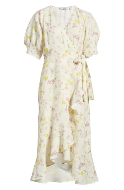 & Other Stories Linen Wrap Midi Dress In Print