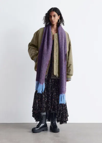 & Other Stories Long Bomber Jacket In Green